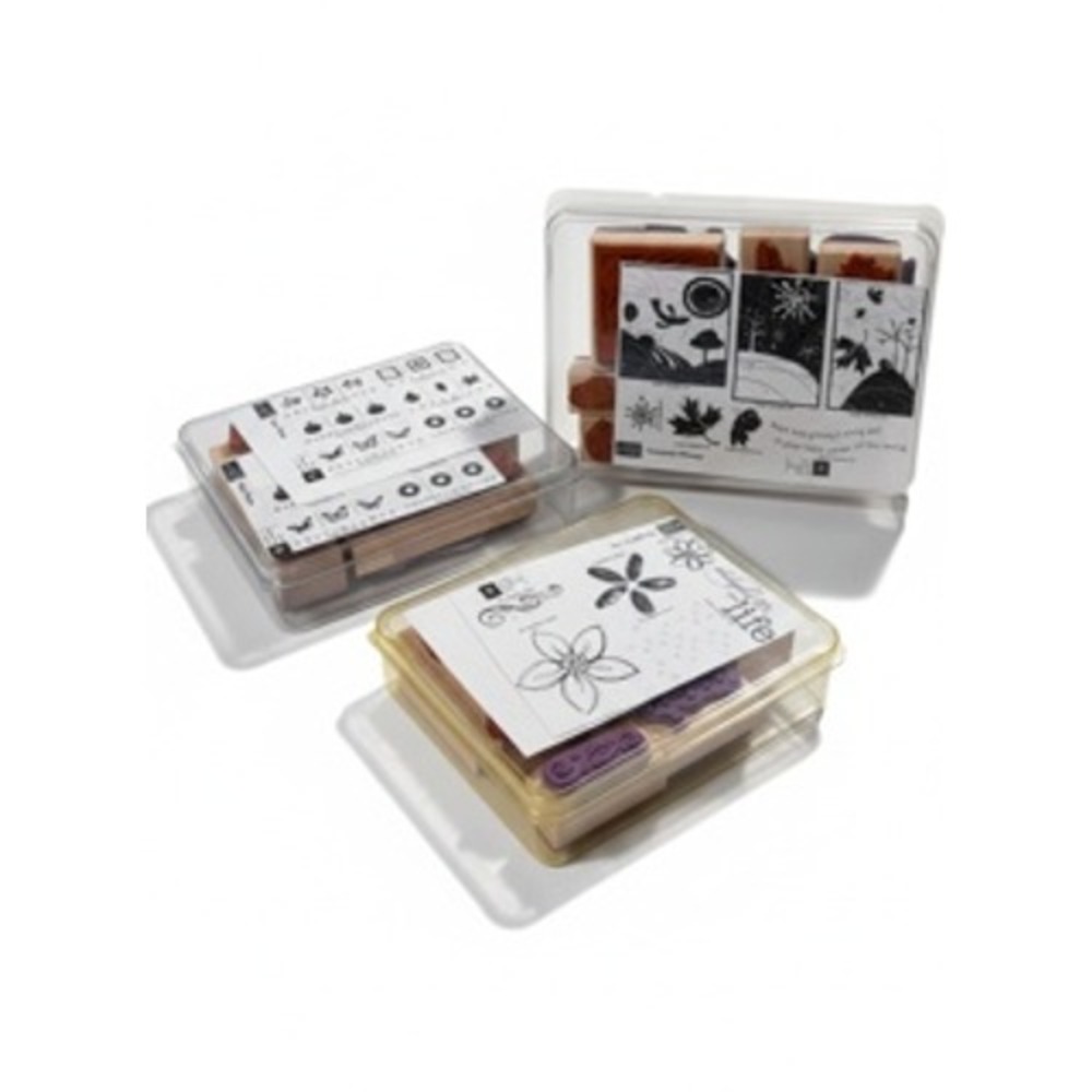 Stampin Up Rubber Stamp Lot Delight in Life Seasonal Whimsy Take Three Wood